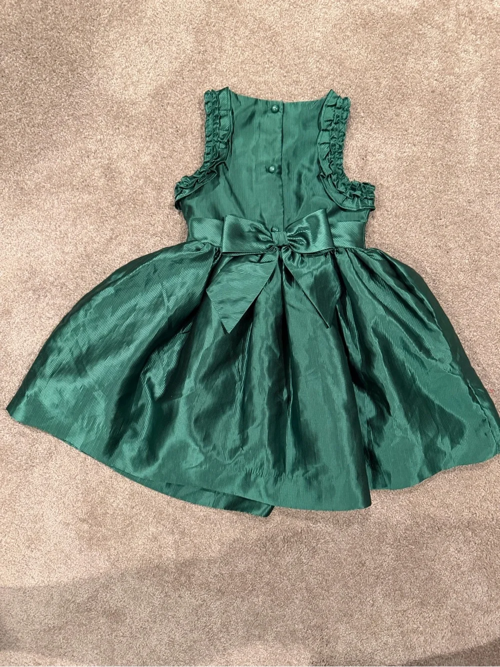 Janie and Jack Girls 3 Emerald Green Holiday Party Dress Bow Christmas